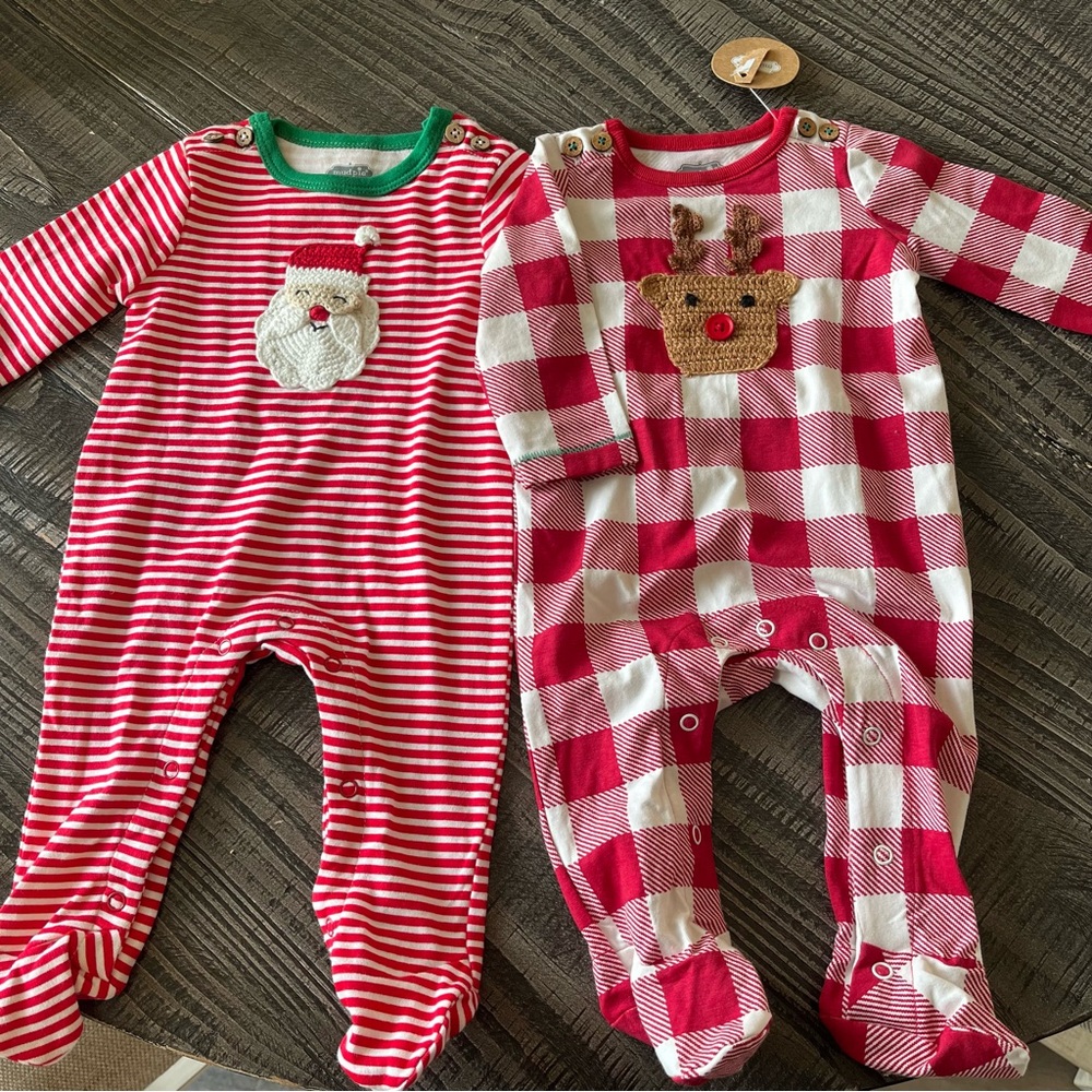 2 Mud Pie Red and White Festive Holiday One Pieces